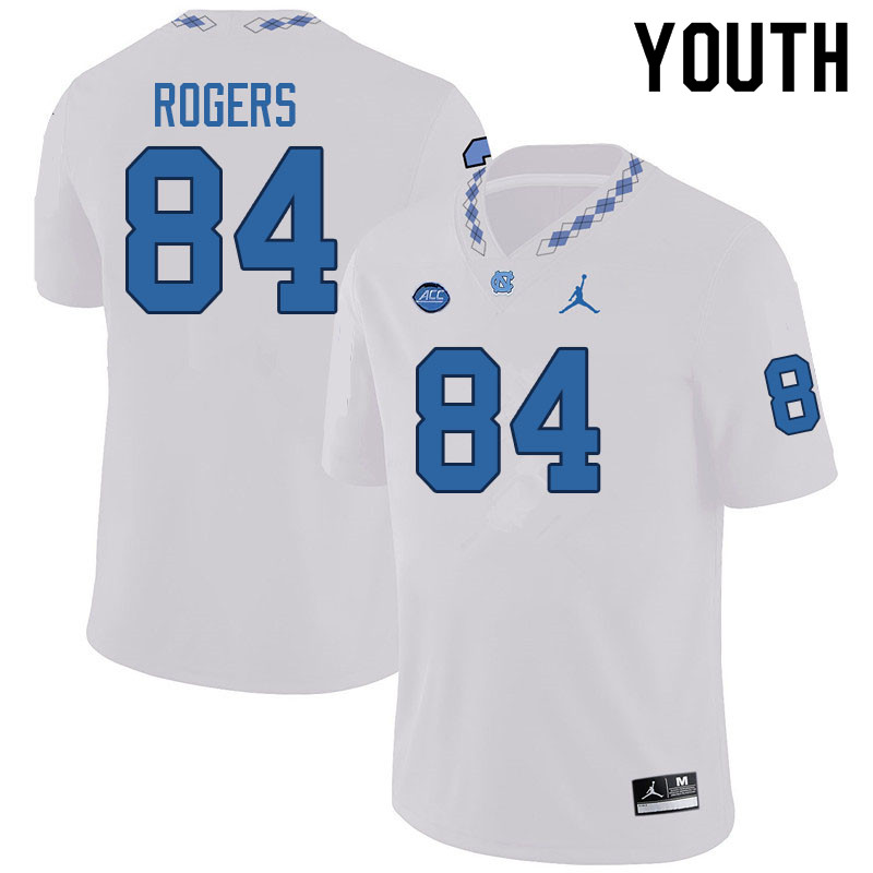 Youth #84 Cyrus Rogers North Carolina Tar Heels College Football Jerseys Sale-White